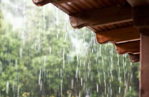 Rain water falling of roof